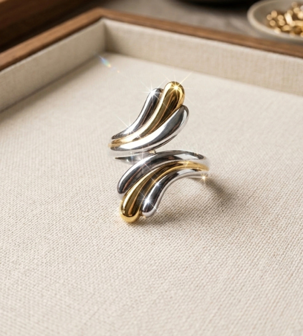 Bague "Eclipse" – Acier Inoxydable doré & argenté
