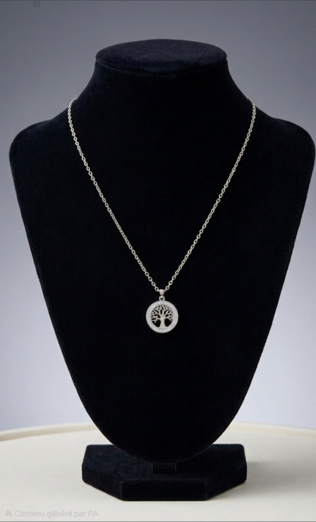 Collier "Eveil Sacré" – Acier Inoxydable argenté