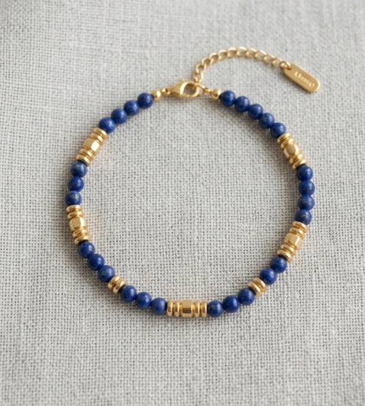 Bracelet "Azuréa" – Acier Inoxydable doré & Lapis-lazuli