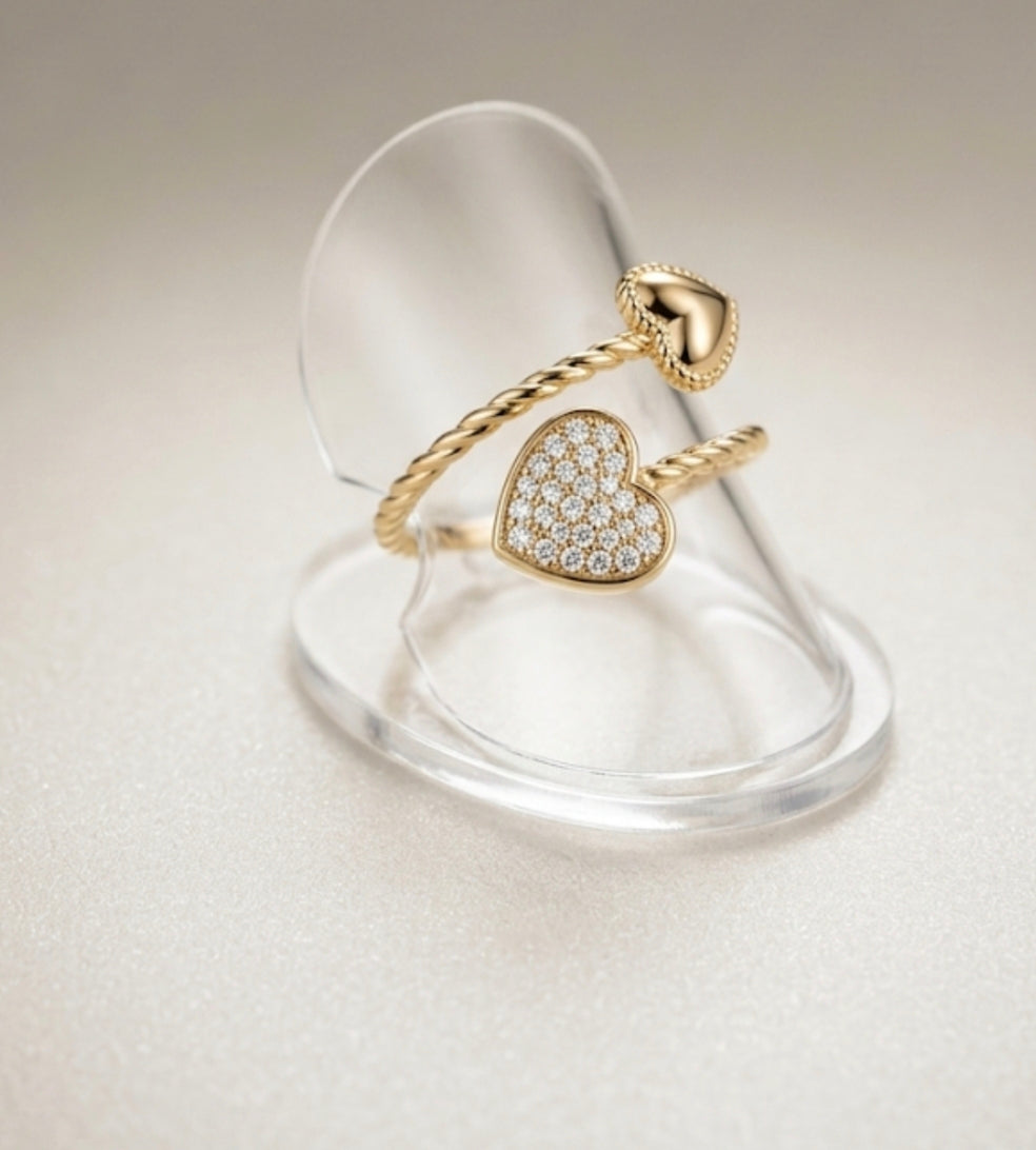 Bague "Duo de Cœurs" - BLANCHE