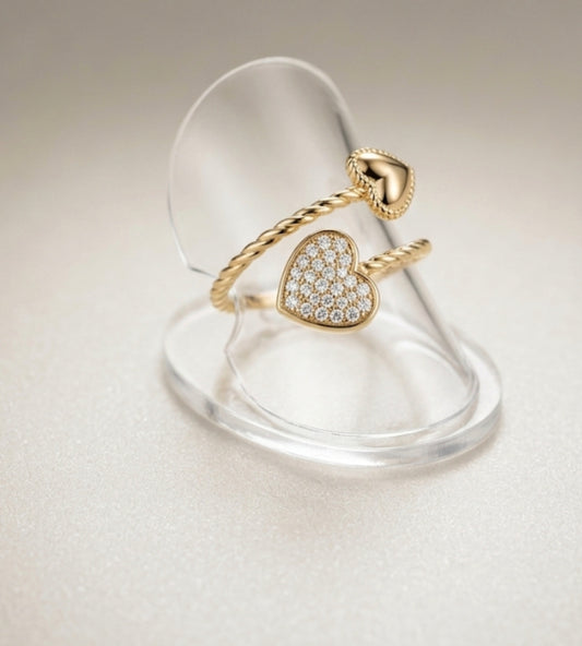 Bague "Duo de Cœurs" - BLANCHE