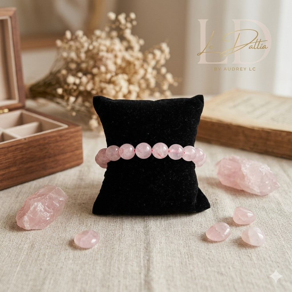Bracelet "Douce Alliance" — Quartz Rose Naturel & Amour Inconditionnel