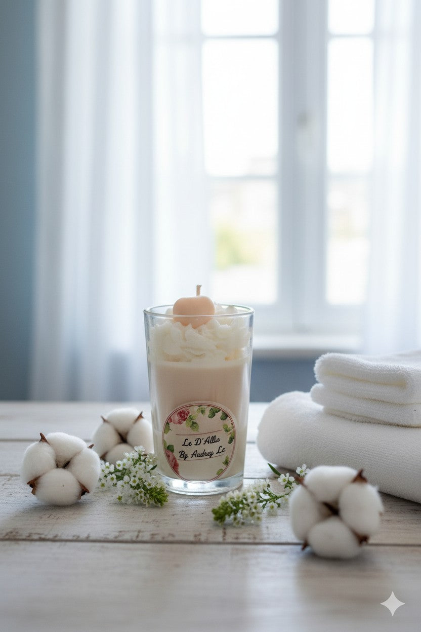 Bougie verrine "Fleur de coton"