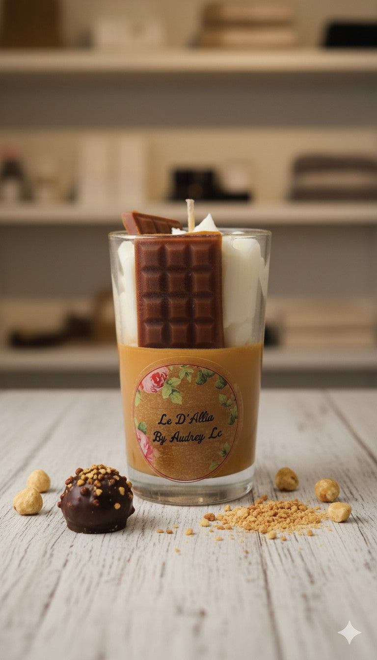 Bougie verrine Rocher praliné