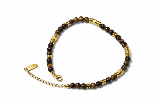 Bracelet "L'Impérium" – Acier Inoxydable doré & Oeil du tigre