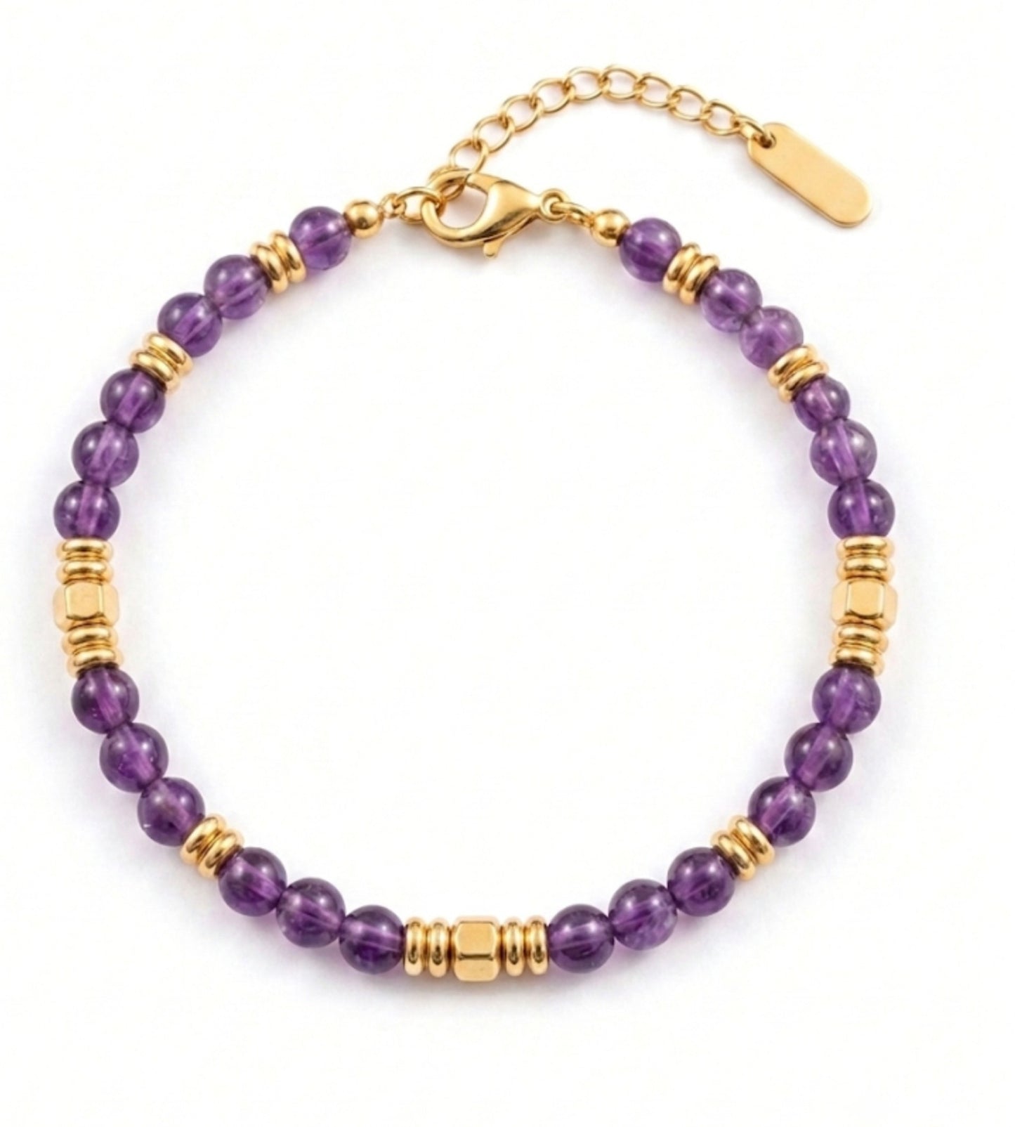 Bracelet "Améthéa" – Acier Inoxydable doré & Améthyste