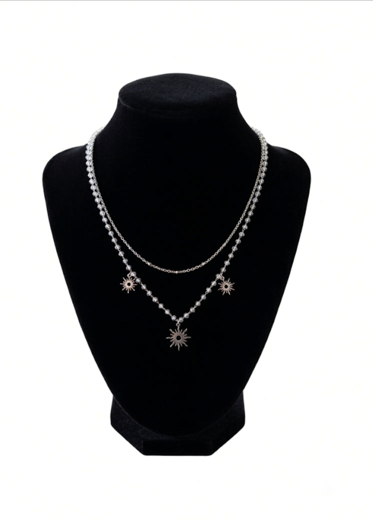 Collier "Soleils d'argent" – Acier Inoxydable argenté