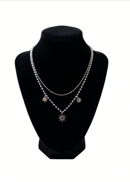 Collier "Soleils d'argent" – Acier Inoxydable argenté