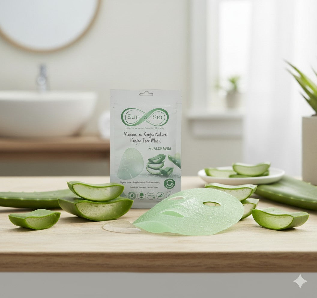 Masque Visage Konjac à l'Aloé Vera 100 % naturel